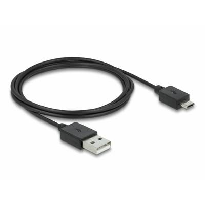 Černý USB kabel se standardním USB konektorem na jedné straně a micro-USB konektorem na straně druhé.