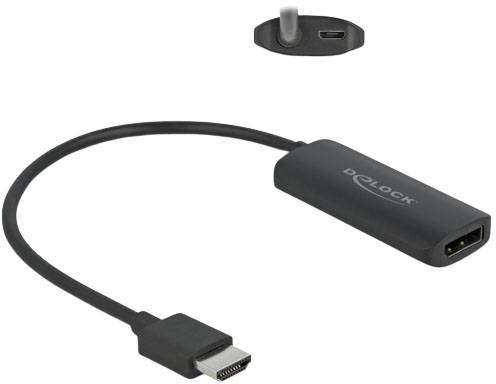 Adaptér HDMI na VGA od Delocku, černý, kompaktní design s jedním HDMI vstupem a jedním VGA výstupem. Ideální pro kompatibilitu zařízení.