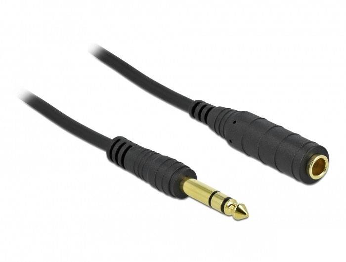 Delock 86766 jack audio kabel [1x jack zástrčka 6,3 mm - 1x jack zásuvka 6,3 mm] 10 m černá-1