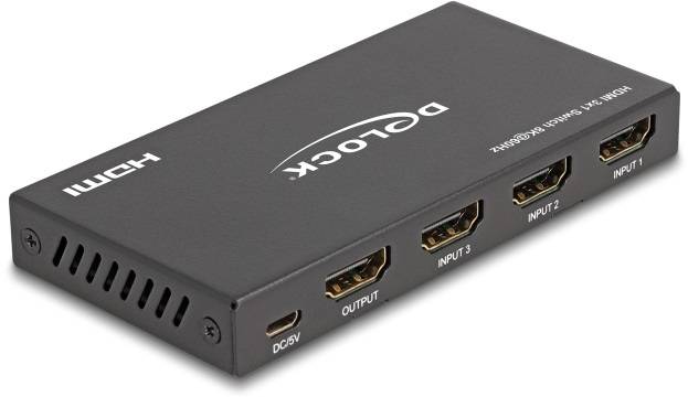 Delock 18603 HDMI přepínač UHD, LED ukazatel, s dálkovým ovládáním, kovový ukazatel-1
