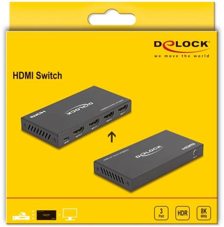 Delock 18603 HDMI přepínač UHD, LED ukazatel, s dálkovým ovládáním, kovový ukazatel-5