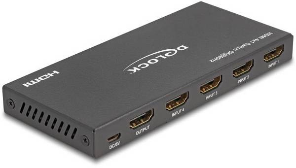 Delock 18604  HDMI přepínač kovový ukazatel, UHD, s dálkovým ovládáním