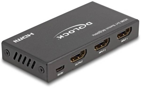 Delock 18607  HDMI přepínač UHD, kovový ukazatel, se stavovými LED