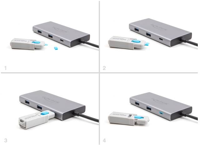 Delock Zámek k portu USB-C® 20926 modrá, šedá 20926-4