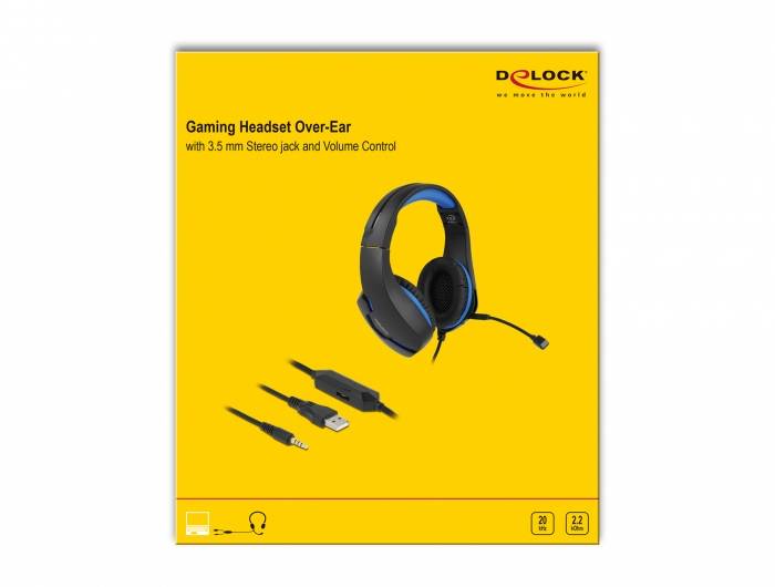 Delock 27182 Headset otevřená (On Ear) kabelová černá, modrá Redukce šumu mikrofonu headset Gaming-5