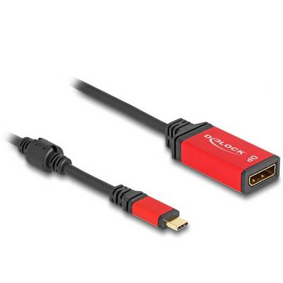 Červený kabel Delock s konektorem Mini DisplayPort a zásuvkou HDMI.