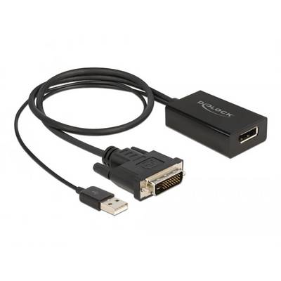 Adaptérový kabel se zásuvkou HDMI a zástrčkami DVI a USB, černý. Značka 'Delock'. Vhodný pro převod signálu mezi zařízeními.