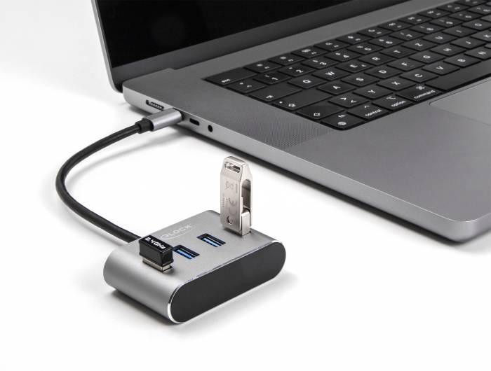 Delock 63223 USB Hub 4 porty USB-A USB 3.2 Gen1 5 GBit/s s konektorem USB C černá 63223-2
