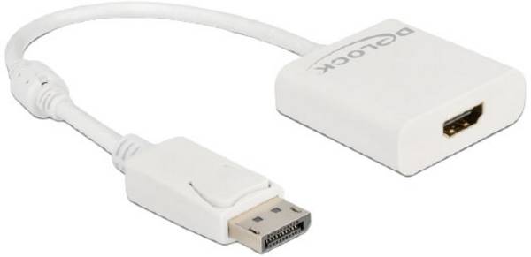 Delock 63586 DisplayPort / HDMI adaptér [1x zástrčka DisplayPort - 1x HDMI zásuvka] bílá  0.20 m