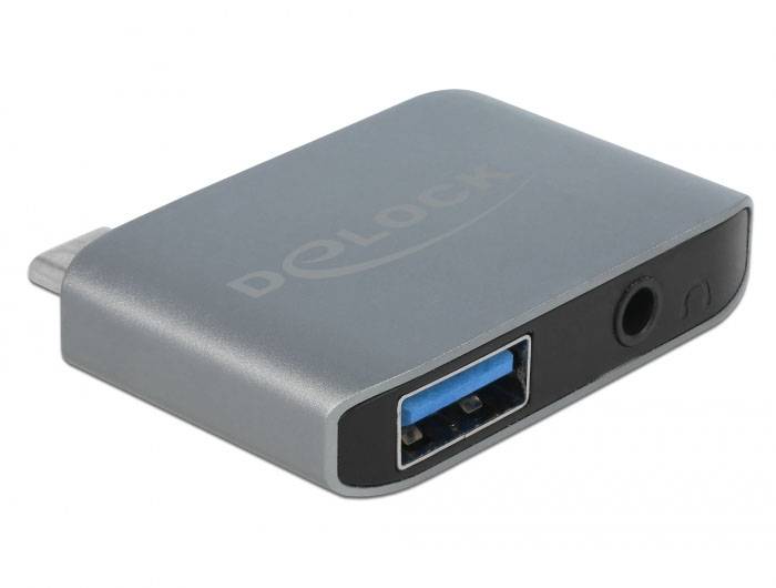 Delock USB-C®, audio adaptér [1x USB-C® zástrčka - 1x jack zásuvka 3,5 mm, Zásuvka USB 3.0 A] 63965 0 m-0