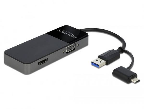 Delock 64085 USB 3.0 / HDMI / VGA adaptér  černá  12 cm