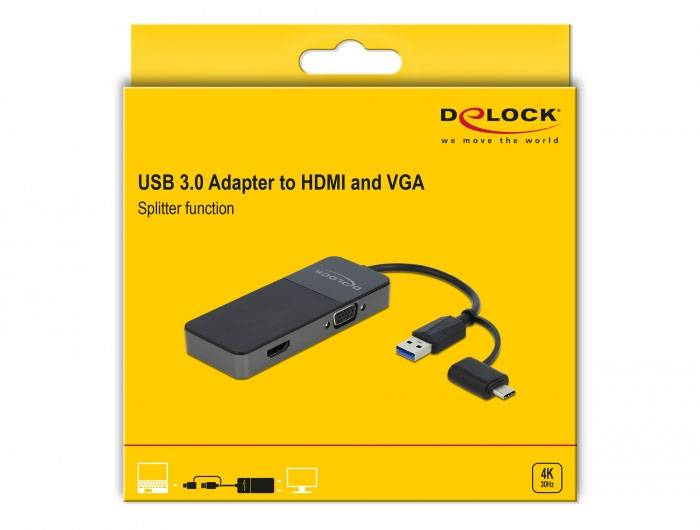 Delock 64085 USB 3.0 / HDMI / VGA adaptér černá 12 cm-3