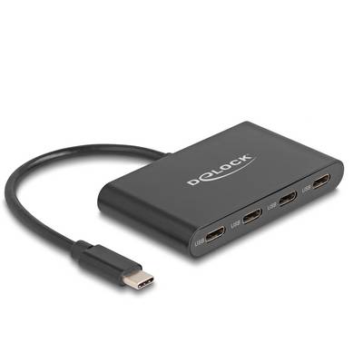 Delock 64129 USB Hub 4 porty USB-C® USB 3.2 Gen2 10 GBit/s s konektorem USB C černá 64129-0