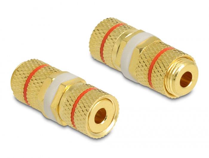 Delock 64143 64143 Spojka audio adaptér [1x pólová svorka - 1x pólová svorka] zlatá, červená-1
