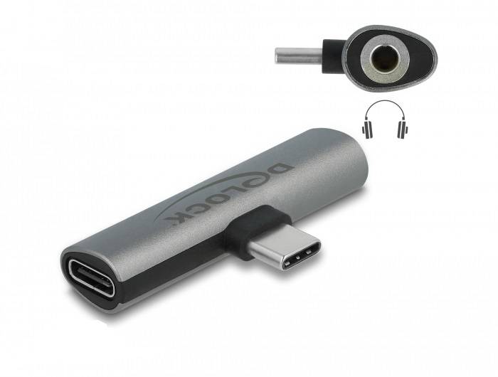 Delock USB-C®, audio adaptér [1x USB-C® zástrčka - 1x jack zásuvka 3,5 mm, USB-C® zásuvka] 64186 0 m-1