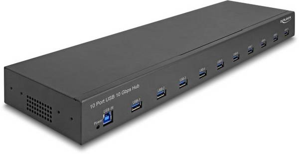 Delock 64240 USB Hub 10 portů USB-A, DC zásuvka 3,5 mm USB 3.2 Gen1 5 GBit/s  černá 64240