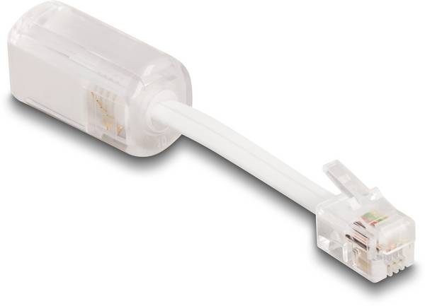 Delock konektor proti zauzlování kabelu adaptér [1x RJ11 zástrčka 4p4c - 1x RJ10 zásuvka 4p4c] 0.03 m transparentní, bílá