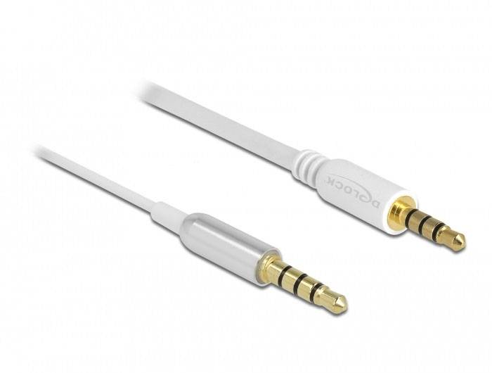 Delock 66073 jack audio kabel [1x jack zástrčka 3,5 mm - 1x jack zástrčka 3,5 mm] 0.5 m stříbrná, bílá-3