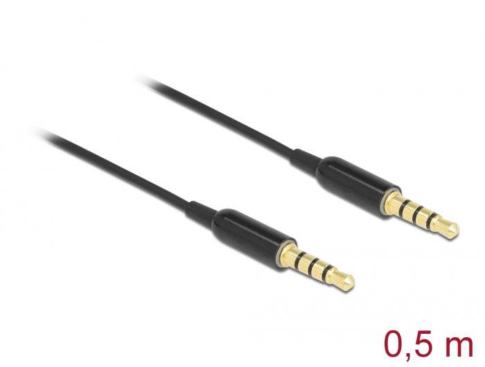 Delock 66075 jack audio kabel [1x jack zástrčka 3,5 mm - 1x jack zástrčka 3,5 mm] 0.5 m černá-2