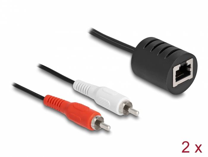 Delock 87857 RJ45 / cinch audio kabel [1x RJ45 zásuvka - 2x cinch zástrčka] 50 m černá, červená, bílá-2