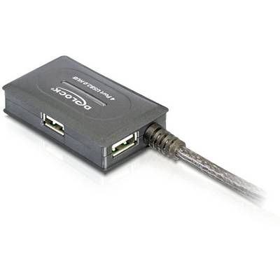 Delock 82748 USB Hub 4 porty USB-A, DC zásuvka 3,5 mm USB 2.0 480 MBit/s šedá 82748-0