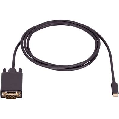 VGA-USB-C kabel, černý, pro připojení starších zařízení k moderním počítačům.