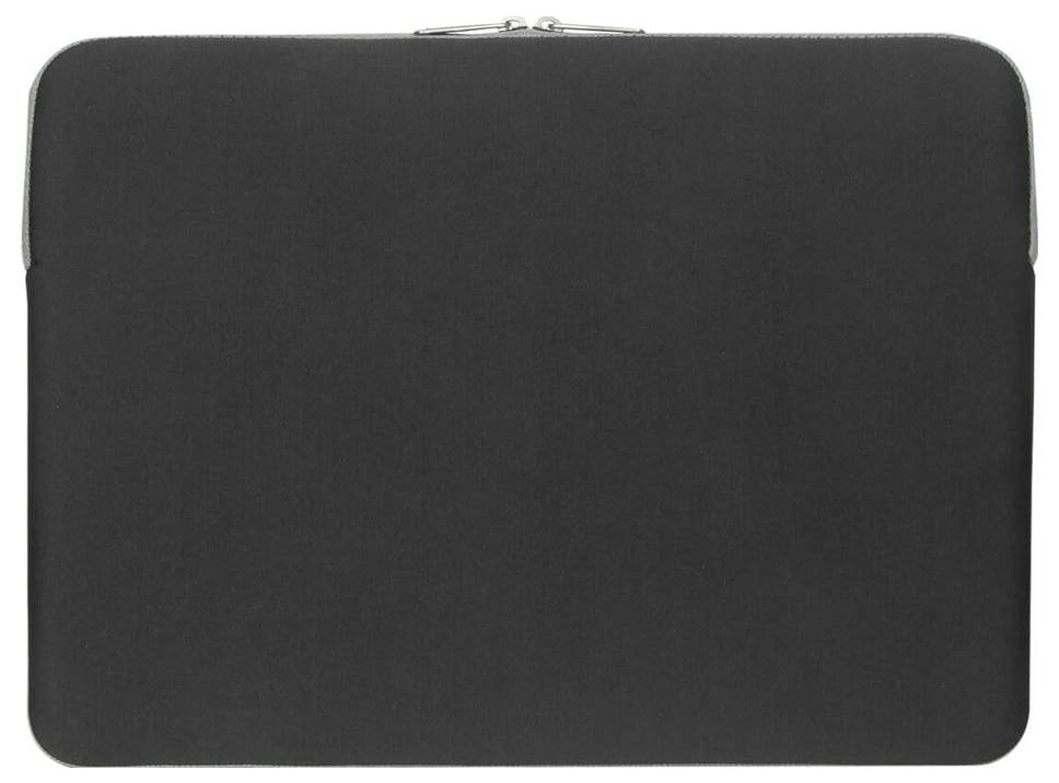 Černošedá laptopová brašna se zipem nahoře. Vhodná pro ochranu a přepravu notebooku nebo tabletu.