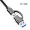 Dvoupolohový kabel s USB-A a USB-C konektory. Nabízí všestranné možnosti připojení pro různá zařízení.
