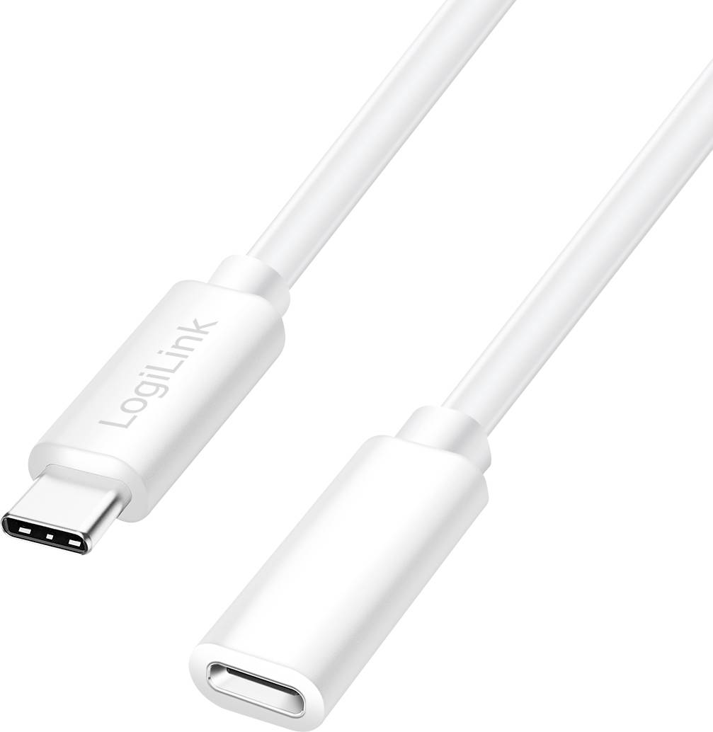 Bílý adaptérový kabel USB-C na AUX s nápisem 'LogiLink', vhodný pro připojení audiozařízení ke kompatibilním zařízením s USB-C.