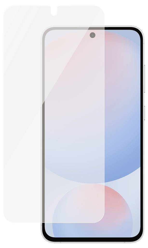 Smartphone s bílou obrazovkou a zobrazenou ochranou displeje, která chrání zařízení před poškozením.