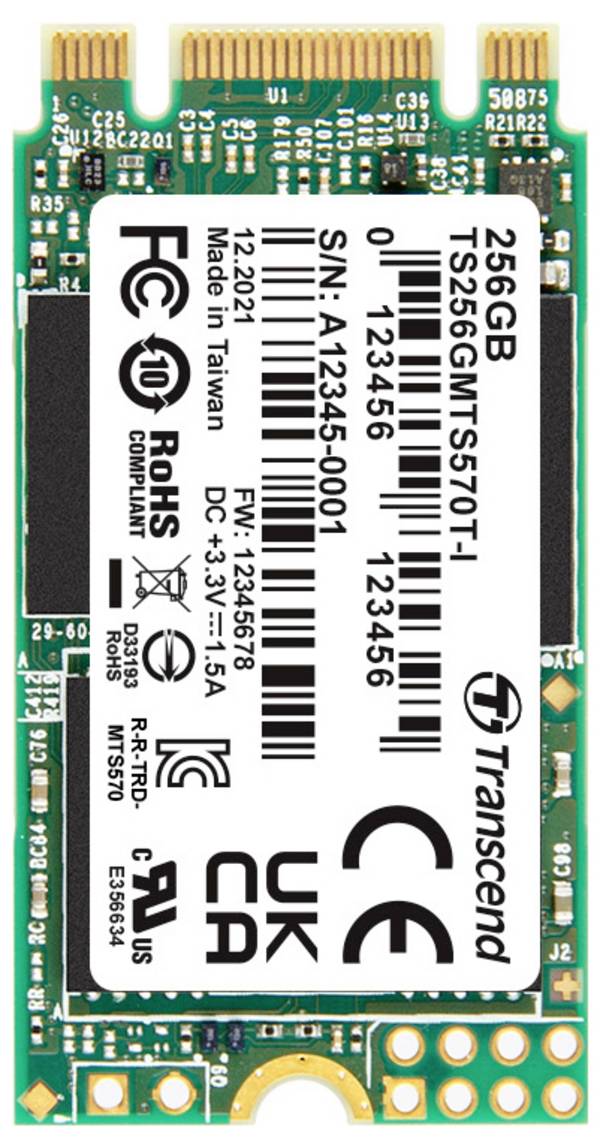 Transcend  256 GB interní SSD disk SATA M.2 2242 SATA III, M.2 SATA 6 Gb/s  TS256GMTS570TI-VS1