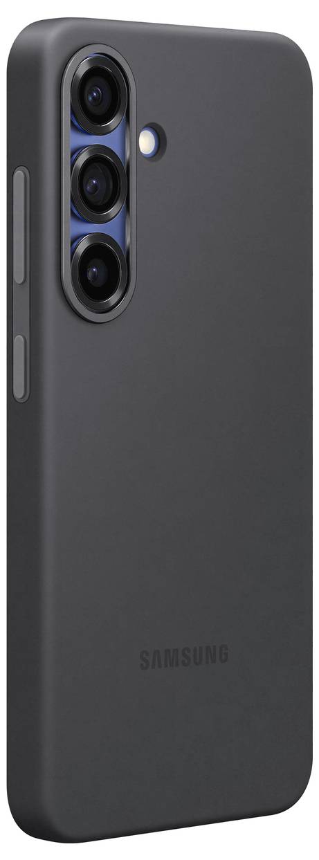 Černý smartphone se třemi vertikálními fotoaparáty a bleskem na zadní straně. Logo Samsung dole.
