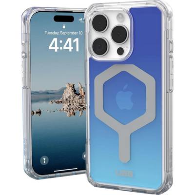 Smartphone s modrou ochrannou obálkou od UAG. Displej zobrazuje datum 'Úterý, 10. září' a čas '4:41'. V pozadí horská krajina.