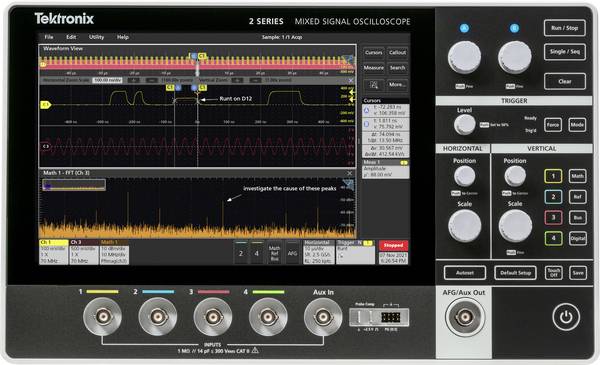 Tektronix MSO24-EDU 2-BW-70 digitální osciloskop 70 MHz, 1.25 GSa/s, 10000 kpts, 4 Bit, mixovaný signál (MSO), 1 ks, MSO24-EDU 2-BW-70