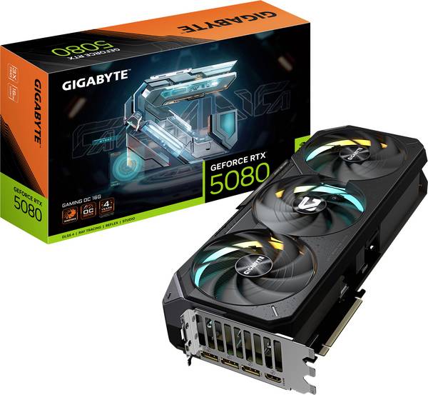 Gigabyte grafická karta Nvidia RTX 5080 GAMING OC 16GB  16 GB GDDR7 RAM PCIe x16  HDMI® 2.1, DisplayPort 2.1