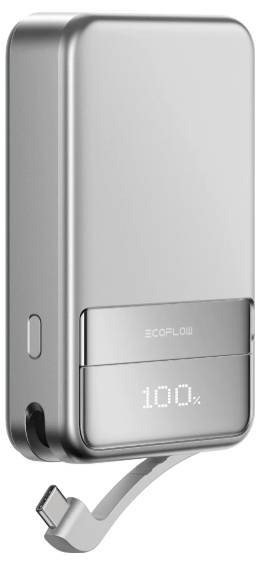 ECOFLOW Rapid 10000 powerbanka Li-Ion, 10000 mAh, MagSafe, Bezdrátové nabíjení Qi, USB-C®, Bezdrátové nabíjení, stříbrná