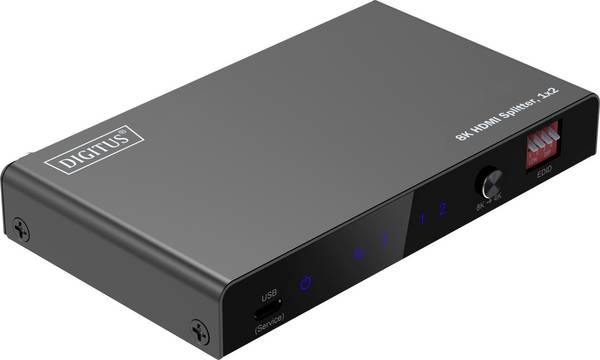 Digitus DS-55339 1 + 2 porty HDMI rozbočovač kovový ukazatel, LED ukazatel, se stavovými LED, Pro použití v interiérech 7680 x 4320 Pixel černá