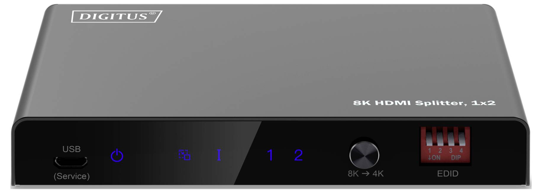 Digitus DS-55339 1 + 2 porty HDMI rozbočovač kovový ukazatel, LED ukazatel, se stavovými LED, Pro použití v interiérech -1