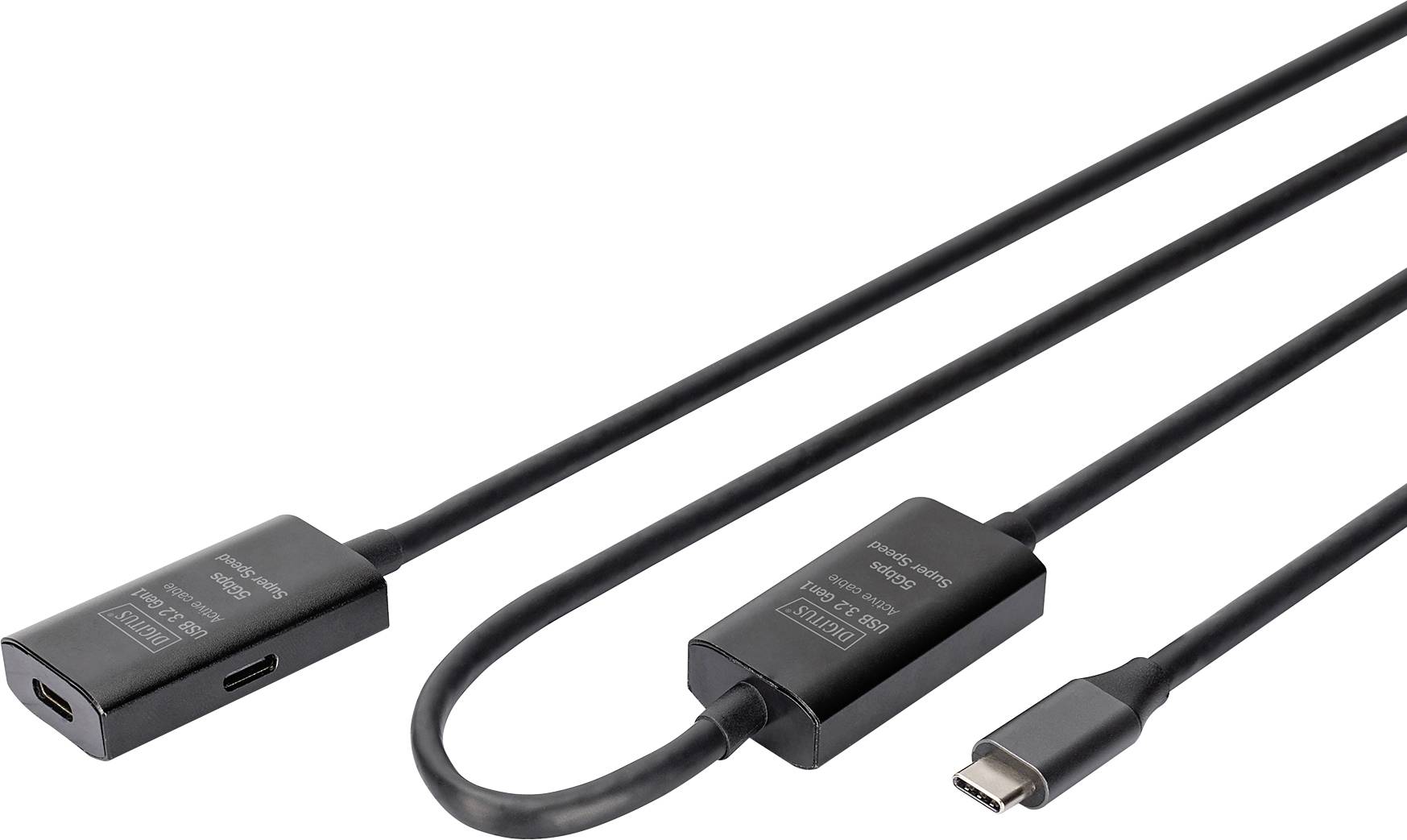Digitus Kabel USB-C USB 3.2 Gen1, USB 3.2 Gen1, USB 3.0 USB-C®, USB-C ® zásuvka, USB-C ® zástrčka 10.00 m černá Aktivní -0