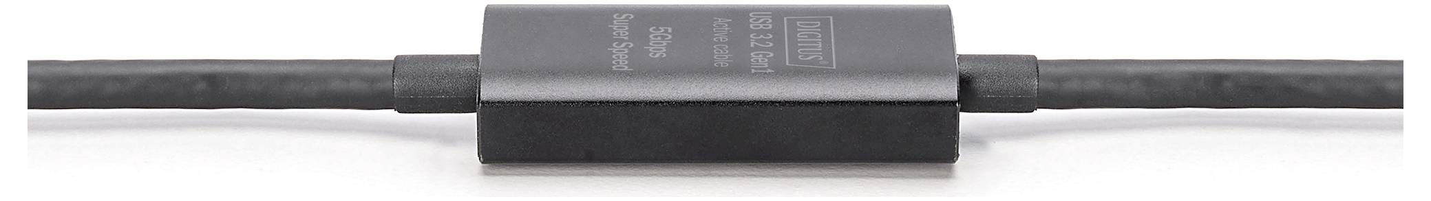 Digitus Kabel USB-C USB 3.2 Gen1, USB 3.2 Gen1, USB 3.0 USB-C®, USB-C ® zásuvka, USB-C ® zástrčka 10.00 m černá Aktivní -3