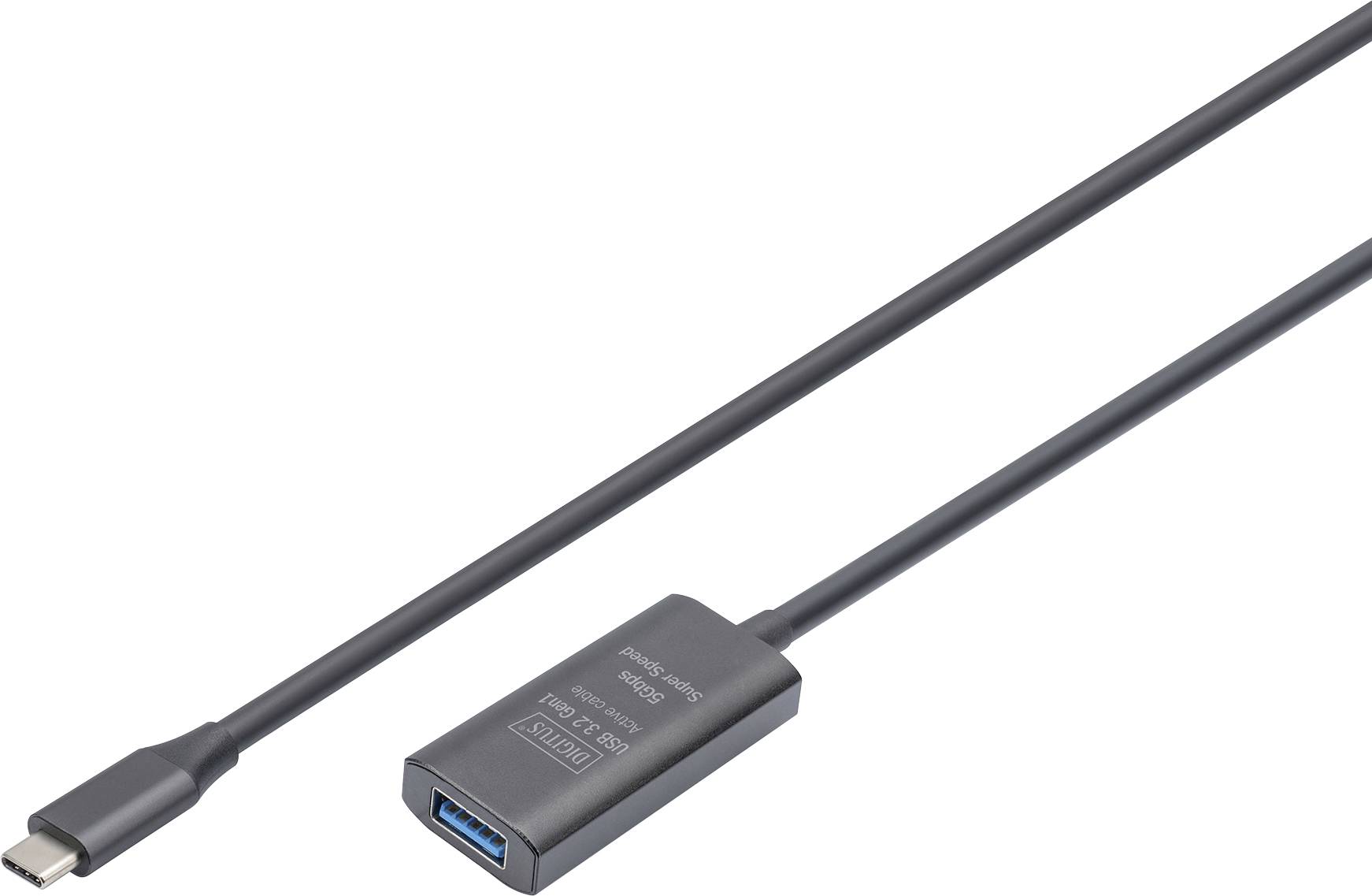 Digitus USB kabel USB 3.2 Gen1, USB 3.2 Gen1, USB 3.0 USB-C®, USB-C ® zástrčka, USB-A zásuvka 5.00 m černá Aktivní se ze-0