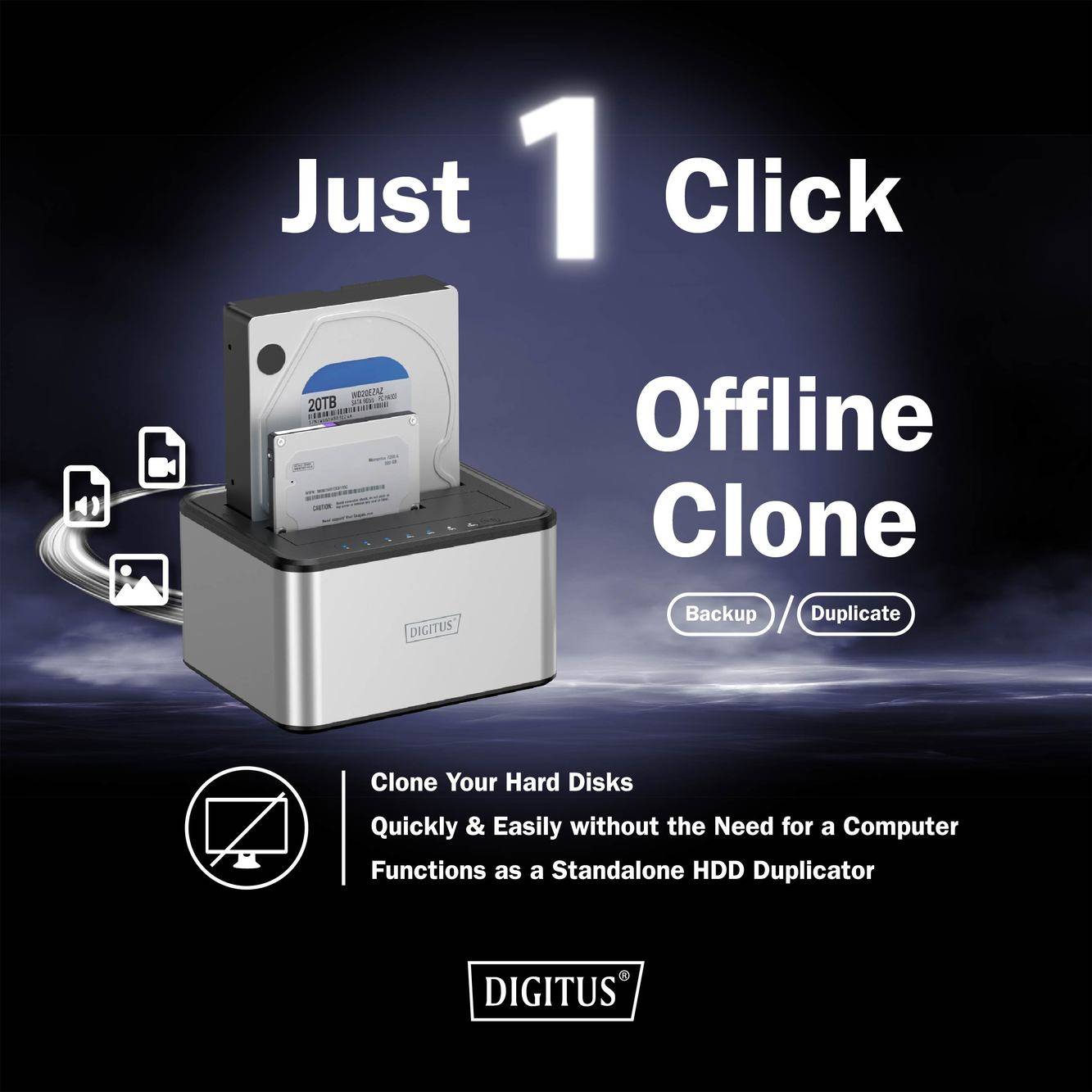 Digitus DA-71540-2 USB-A, USB, USB 3.0 SATA, SATA 6 Gb/s, SATA, SATA II, SATA III duplikační stanice pevných disků 2.5 p-10