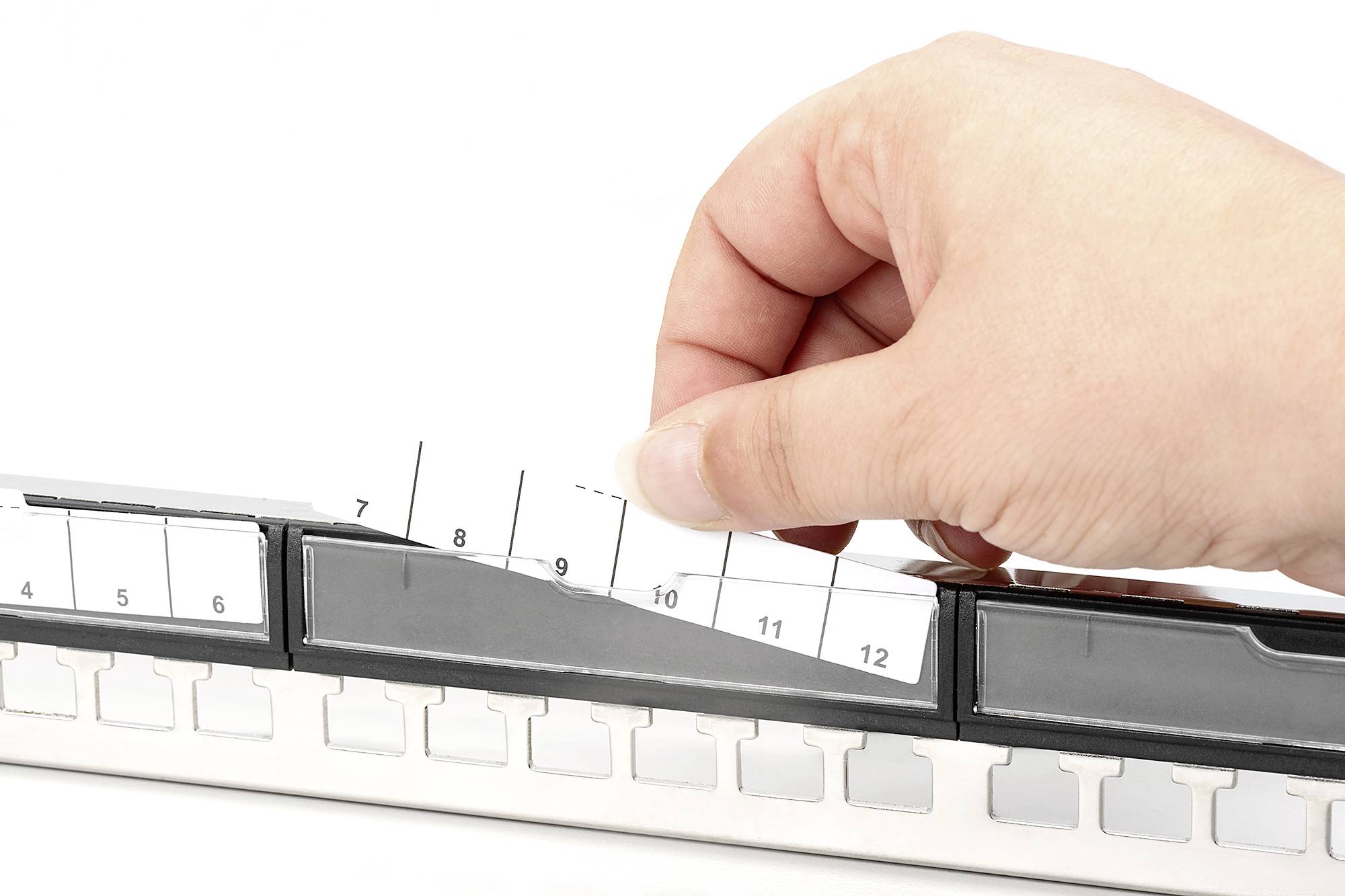 Digitus DN-91411-G 24 portů patch panel 483 mm (19") 1 U ocelová, pozinkovaná, černá, černá (RAL 9005), kov neosazený-5