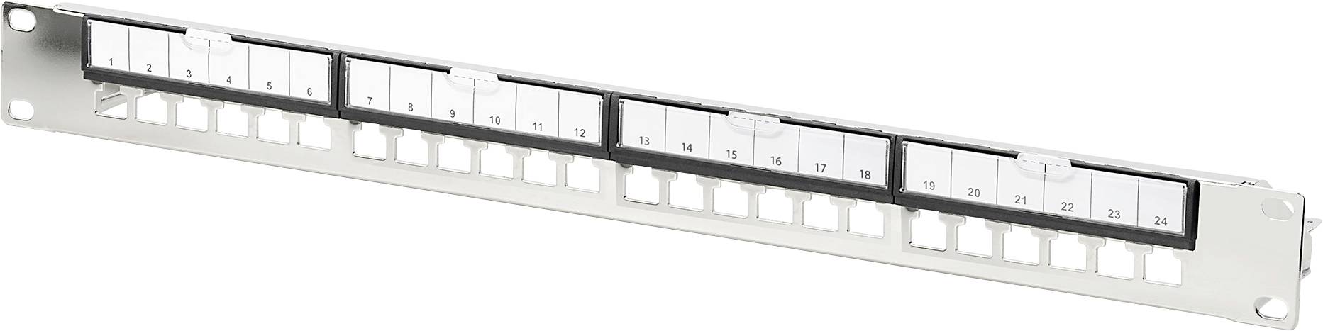 Digitus DN-91411-G 24 portů patch panel 483 mm (19") 1 U ocelová, pozinkovaná, černá, černá (RAL 9005), kov neosazený-0