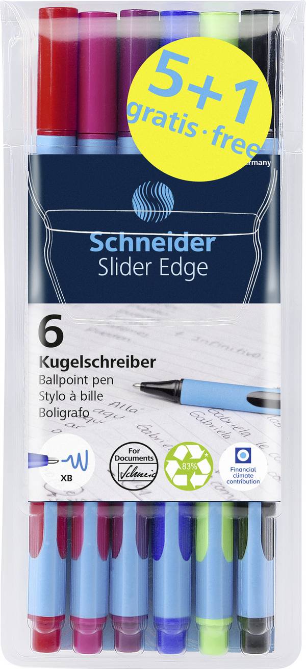 Schneider Schreibgeräte Kugelschreiber Slider Edge XB 6er Etui, sortiert, 5+1 Aktion 152284 kuličkové pero   6 ks