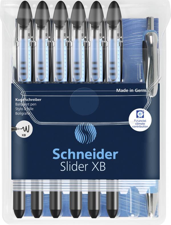 Schneider Schreibgeräte Kugelschreiber Slider Basic XB Rave 6er Etui + Slider Rave XB schwarz 151276 kuličkové pero   6 ks