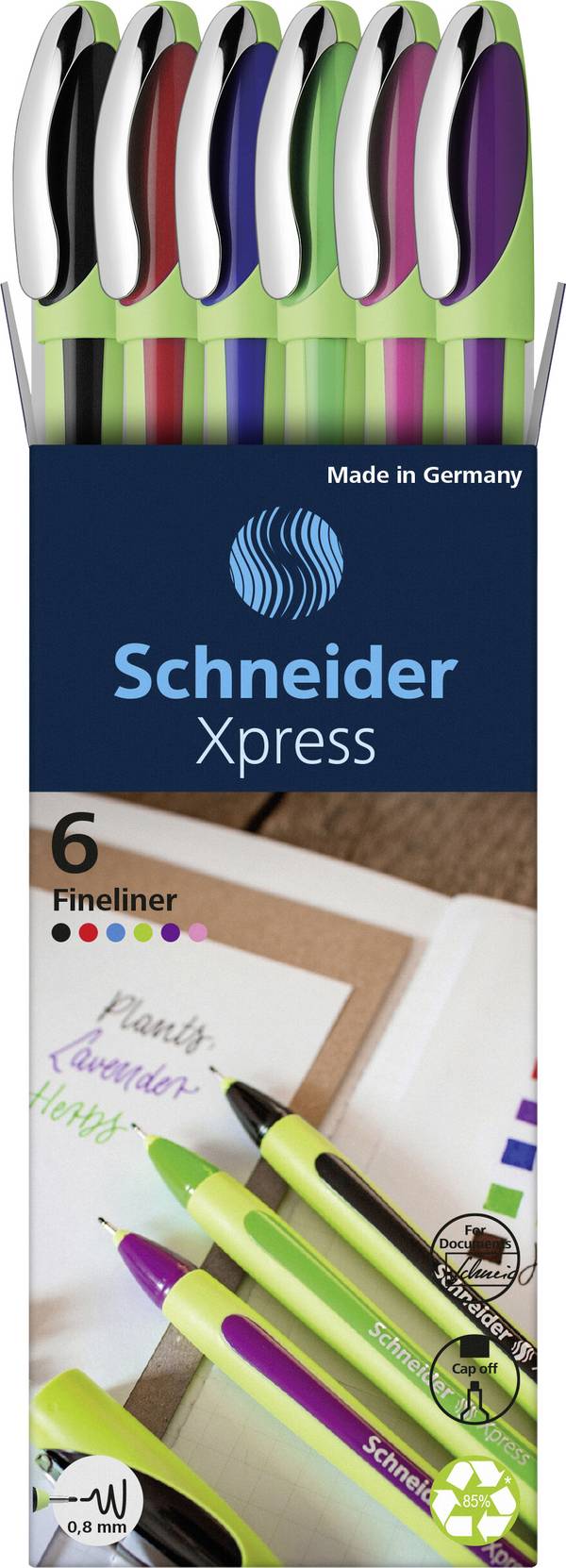 Schneider Schreibgeräte inkoustové kuličkové pero Fineliner Xpress 08 Karton-Etui 6 Stück   190086 6 ks