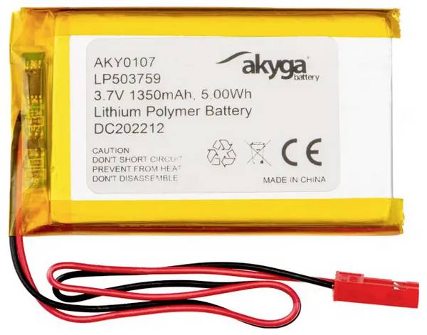 Akyga LP503759 Akupack  x Speciální akumulátor  Li-Pol 3.7 V 1350 mAh