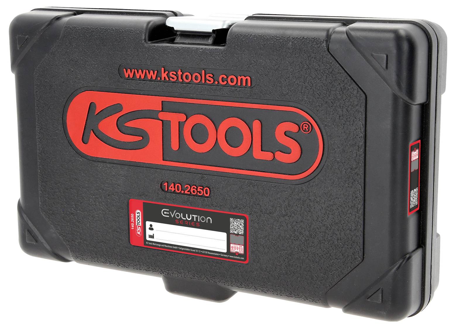 Černý kufřík na nářadí s červeným logem KS Tools a nápisem 'Evolution Series'.