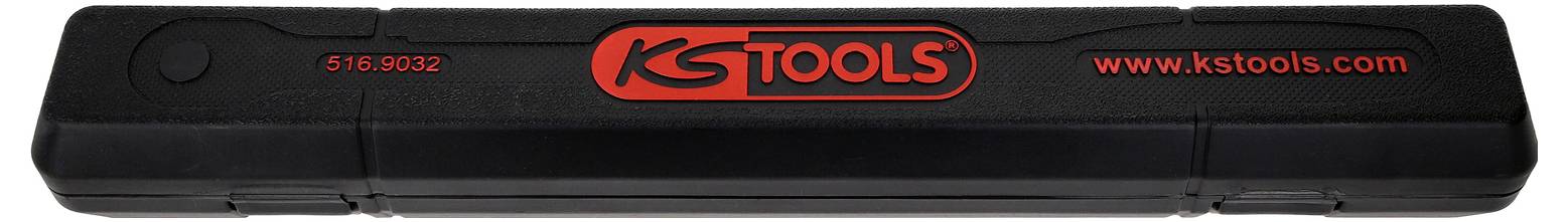 Černé pouzdro s červeným logem 'KS TOOLS' a webovou adresou 'www.kstools.com', potisknuté katalozým číslem 516.0932.